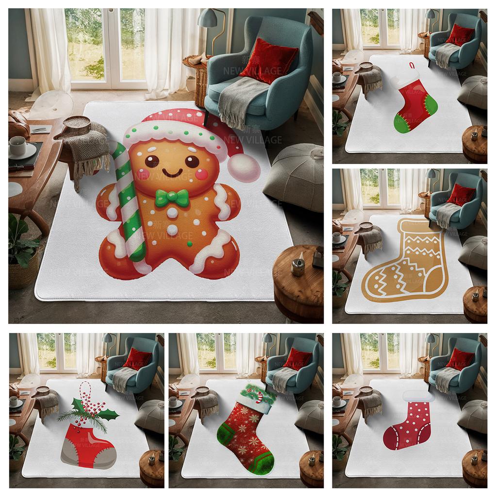 House Entrance Carpet Home Door Mat Living Room Bath Foot Bathroom Non-slip Water Absorption Rugs Bath Merry Christmas Winter