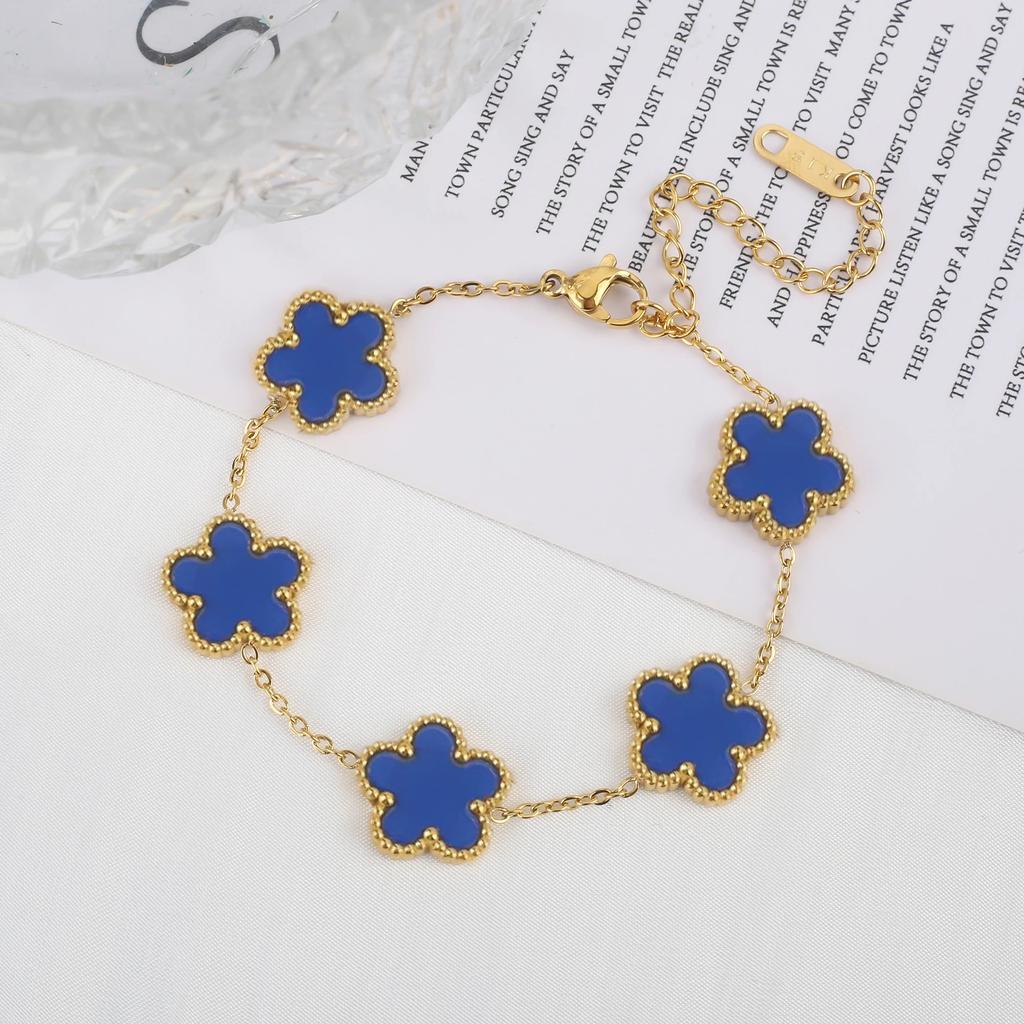 Color Zircon clover stainless steel new plant five-leaf flower bracelet hot Zircon Zircon gifts for women