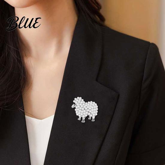 Animal Brooch Zinc Alloy Imitation Pearls Inlaid Fluffy Sheep Design