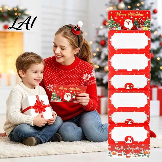 Cardboard Cash Organizer Christmas Gift Envelopes 6 Slots Foldable Money Holder DIY Santa Claus Box Holiday Card Booklet for Xmas Parties,