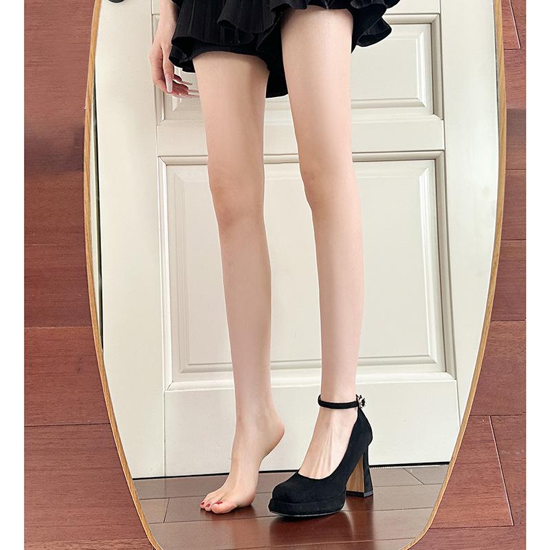 Mary Jane shoes women's new autumn one-word buckle belt women's shoes retro temperament versatile skirt high heels