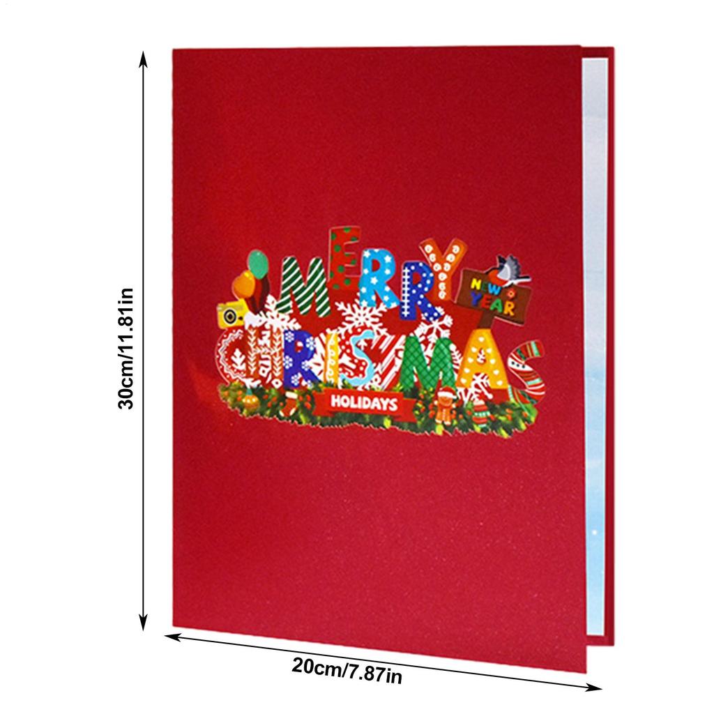 Merry Christmas Cards 3D Holiday Card With Music And Light Celebration Keepsake For Kids Boys Girls Family Greetings Birthday