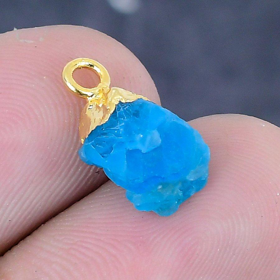 Natural Apatite Rough Gemstone 925 Sterling Silver Jewelry Pendant 0.59" M2M76