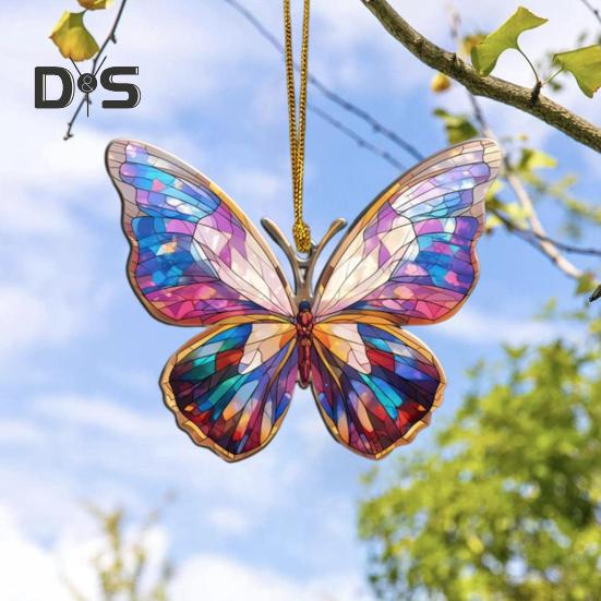 Akrylová barevná závěsná dekorace motýl Oboustranný interiér Venkovní vánoční stromeček Nástěnný závěsný přívěsek zvířátka
