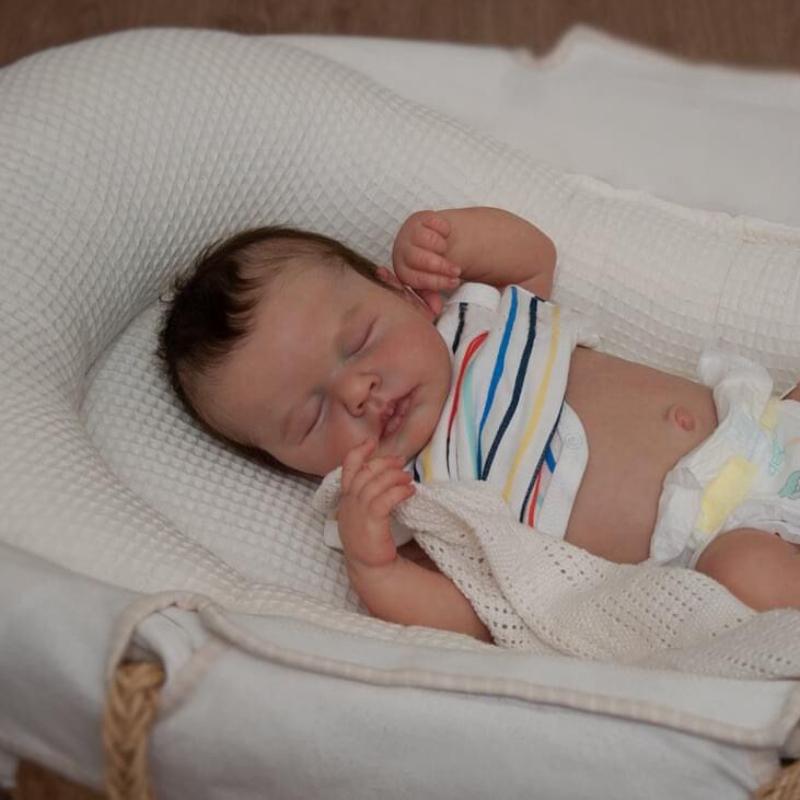 19 Zoll 3D bemalte lebensechte wiedergeborene Babypuppen voller Silikonkörper Babyspielzeugpuppe Sweety Asleep Loulou Boneca wiedergeborene Puppe Kleinkind Geburtstag Weihnachtsgeschenk