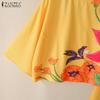 ZANZEA Women 3/4 Sleeve Print Blouse and Wide Leg Pants Casual Two Piece Suit Sets