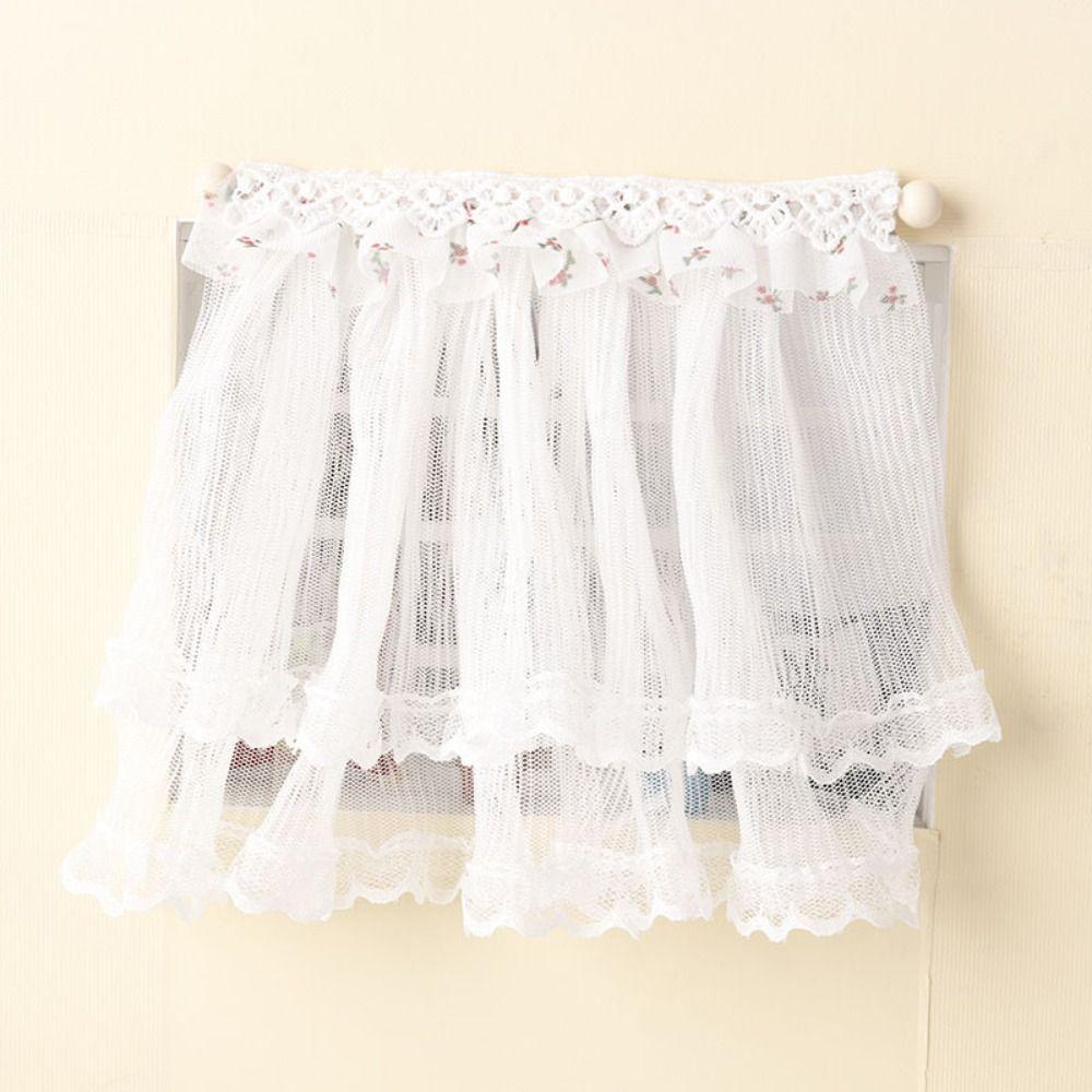 Bedroom Door Miniature Lace Curtain White Fabric Doll Curtain Model  Dollhouse Furniture