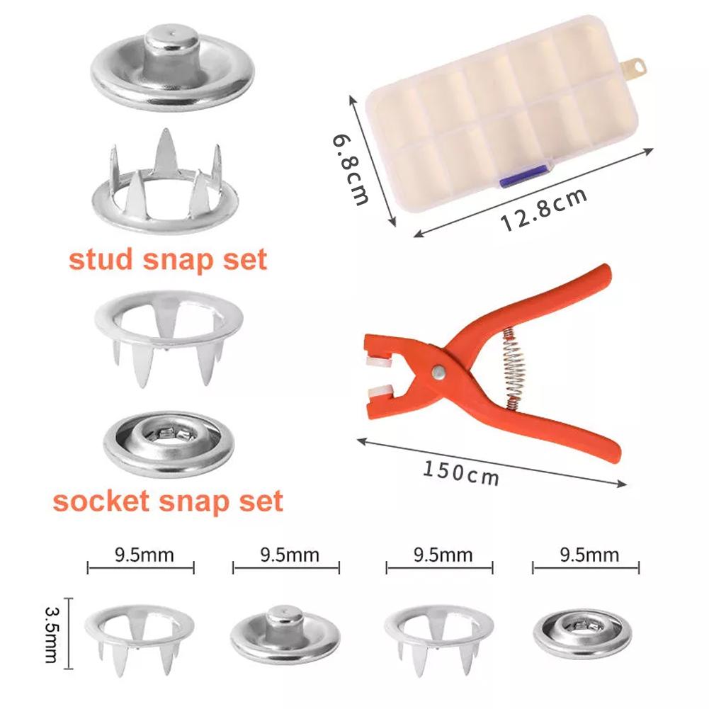 50/100pcs Metal Snaps Buttons With Fastener Pliers Tool Kit Five Claw Buckle Clamp Set DIY Craft Sewing Buttons Accessoire