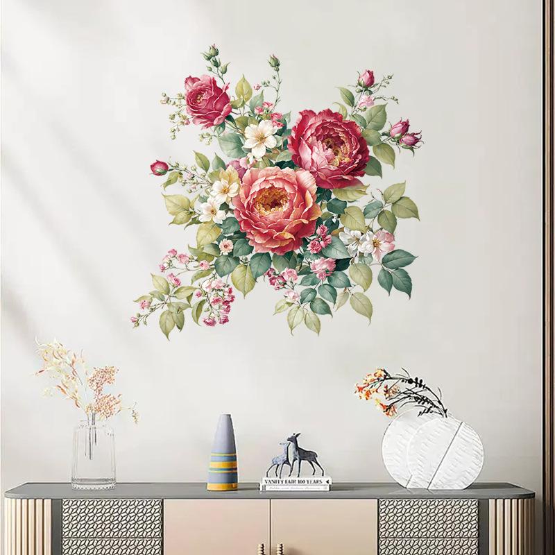 Peony Flower Wall Sticker for Living Room Sofa Background Home Decor Wall Art Decal