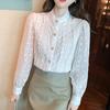 Autumn Women Blouse Long Sleeve White Lace Blouse Shirt Women Tops Stand Collar Blouse Women Clothing J16