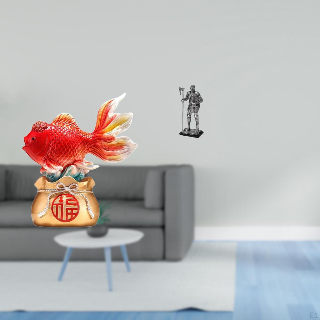 Fortune Koi Knight Sculpture for Entryway Office Home Decor Year Holiday Gift Good Luck Tabletop