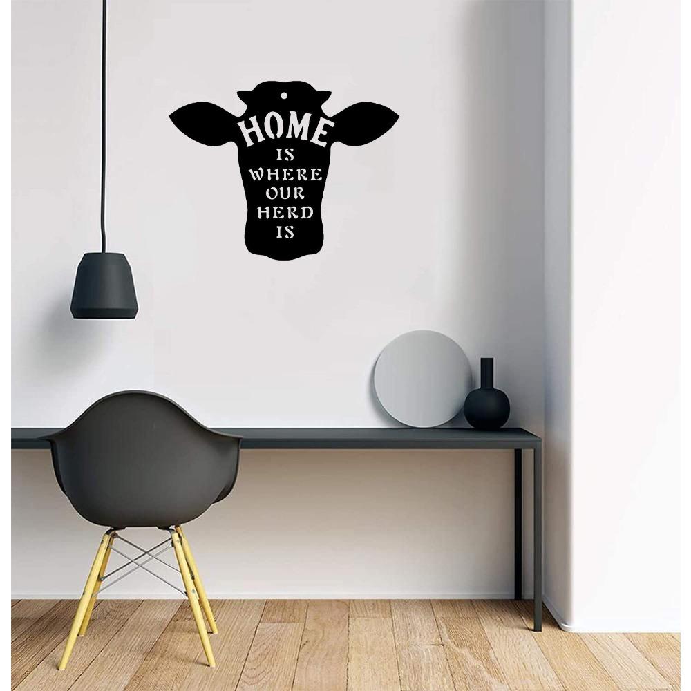 Металлическая табличка Корова Настенное искусство Декор стада для дома Сельский декор фермерского дома Металлическая жестяная табличка чёрный