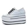 Mote Ekte Høyde Økt Superhøy Plattform Fritidssport Dame Fritidssko Kilehæl Økt Hæl Slip on Sneakers