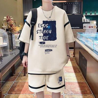 Sommer herre fritidsdress: Trendy, løse t-skjorter og shortssett med korte ermer for tenåringer