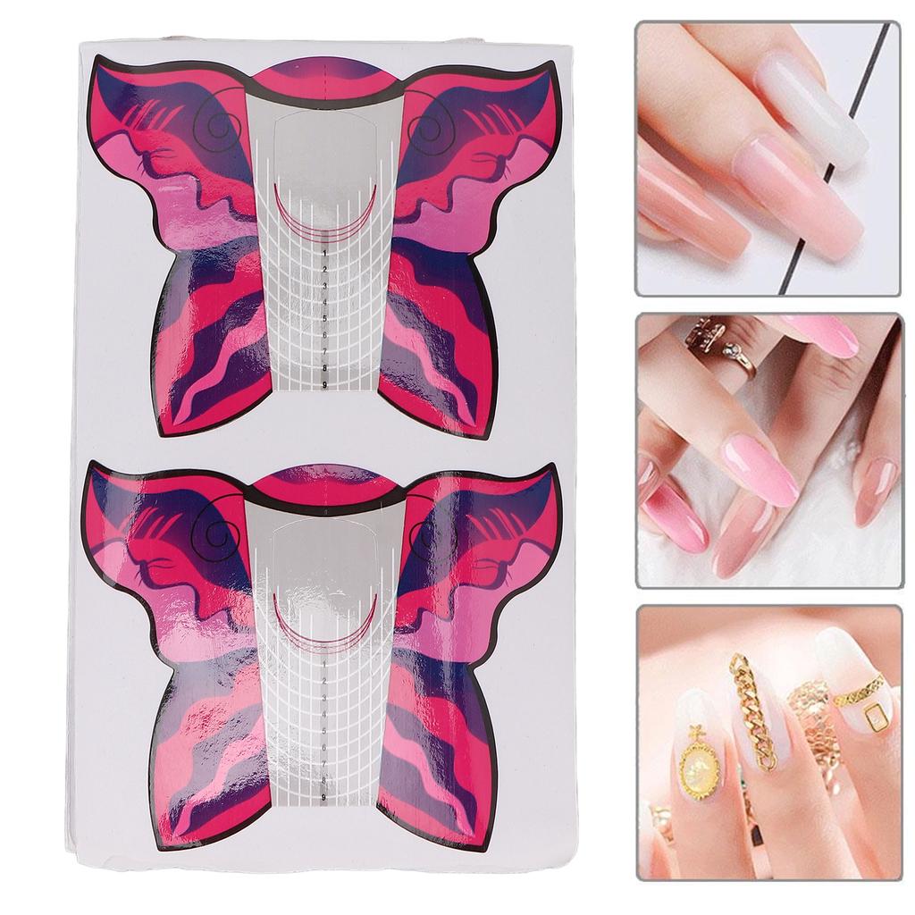 100pcs Nail Form Extension Stickers Self Adhesive Nail Tips Guide Sticker Manicure Tools Rose Red