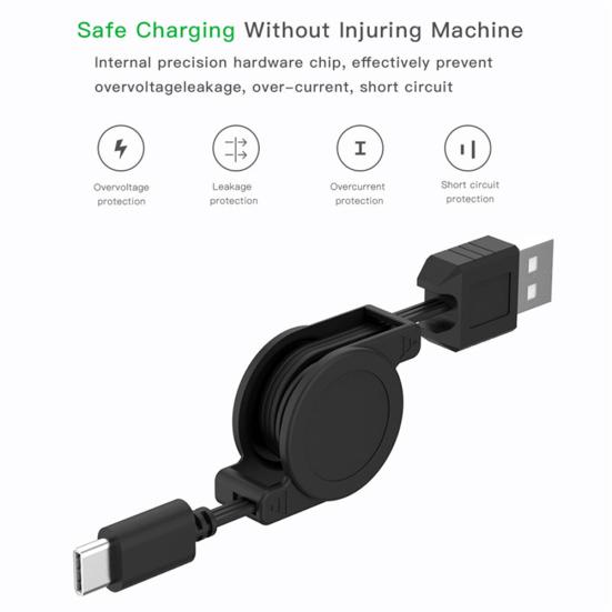 Type-C Retractable Data Sync Phone USB 3.1 Charging Cable Cord for Android iOS