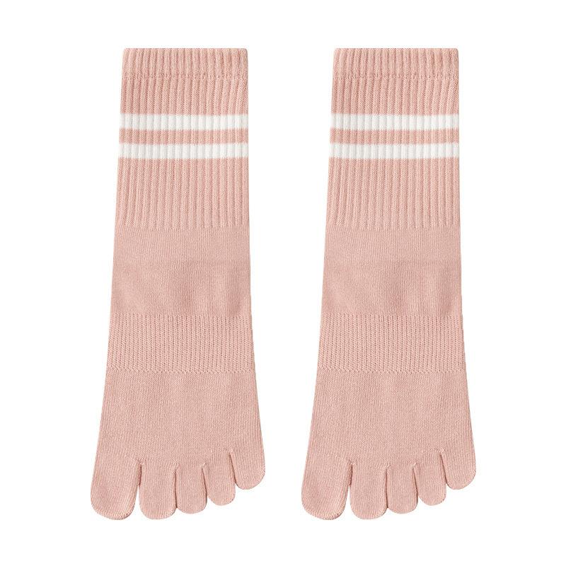 Female Spring and Summer Solid Color Professional Non Slip Pilates Fitness Temperament Yoga Tube Five Finger Socks