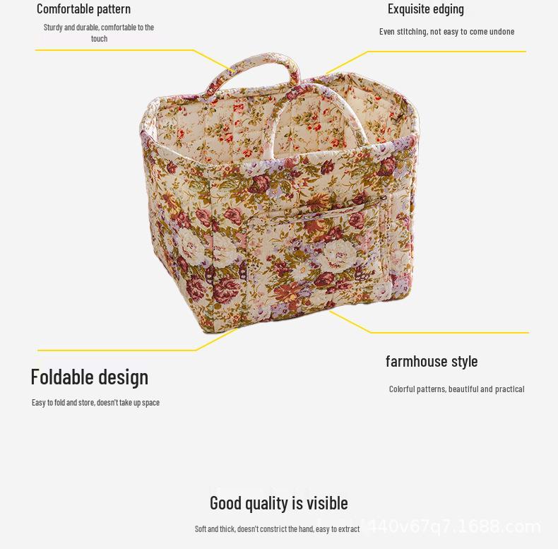 Portable Floral Foldable Storage Basket for Home Textiles and Underwear Organizer