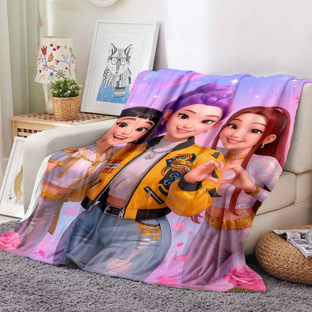 1PC K POP Demon Hunters, Huntrix Blanket, Throw For Sofa, Bed, Travel, Camping, Livingroom,