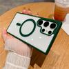 For Samsung Galaxy S25 Ultra Luxury Magsafe Magnetic Matte Frame Transparent Phone Case For Samsung S22 S23 S24FE S25 Plus Cover