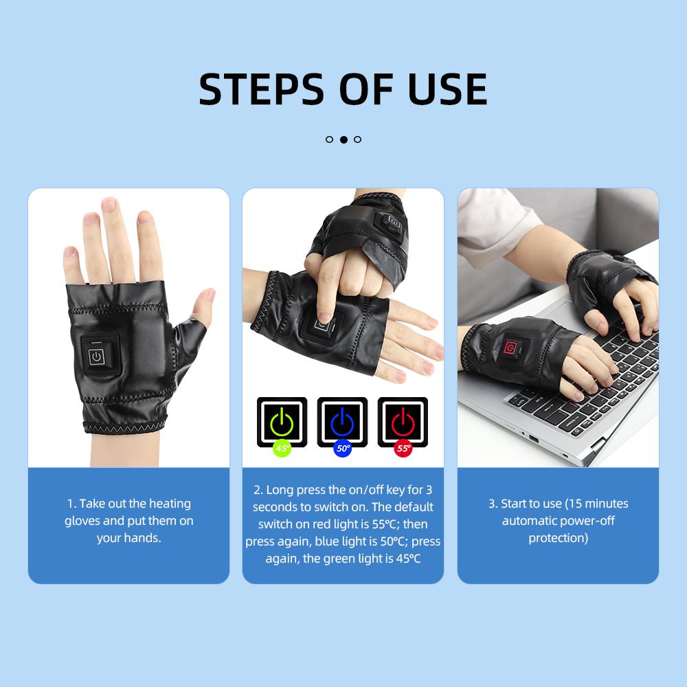 USB Rechargeable Electric Heated Gloves In Winter Unisex Smart Self Heating Warm Riding Flap Fingerless Heated Gloves