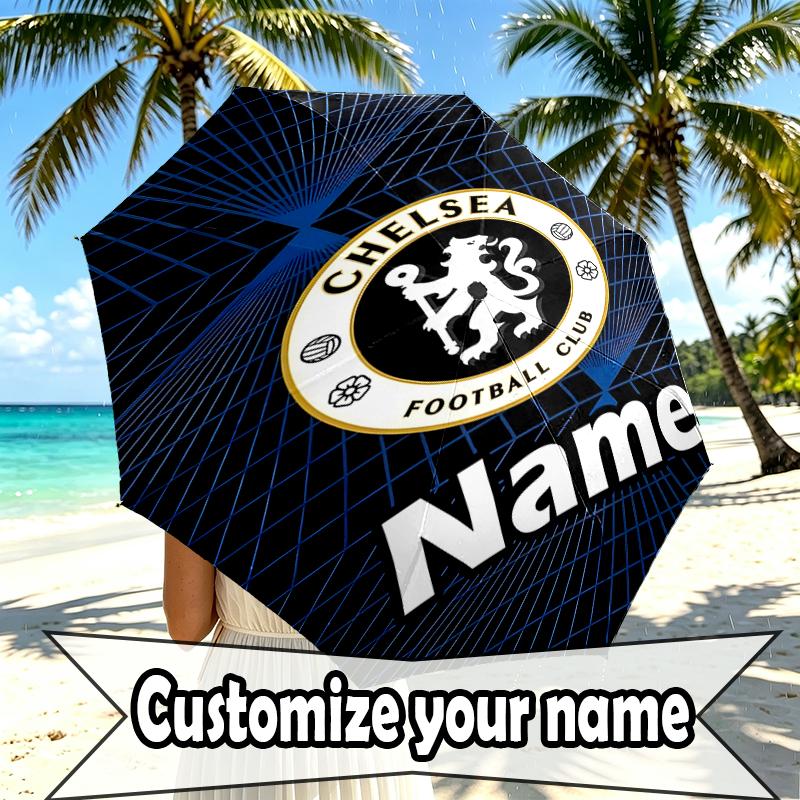 Custom Name Personalized football club F.C Print Umbrella, Auto Open Close, 8‑Rib Sturdy Frame, Commute Camping Hiking Use, Birthday Gift