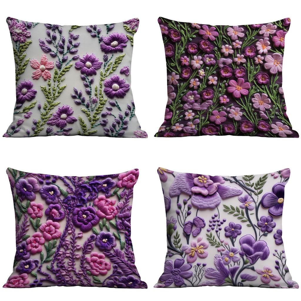 New Imitation Embroidered Floral Pillowcase Short Velvet Double-sided Printed Home Sofa Cushion Pillowcase