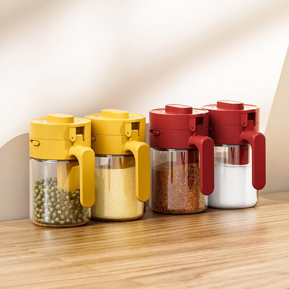 User Friendly Seasoning Container with Clear Glass and Space Saving Design