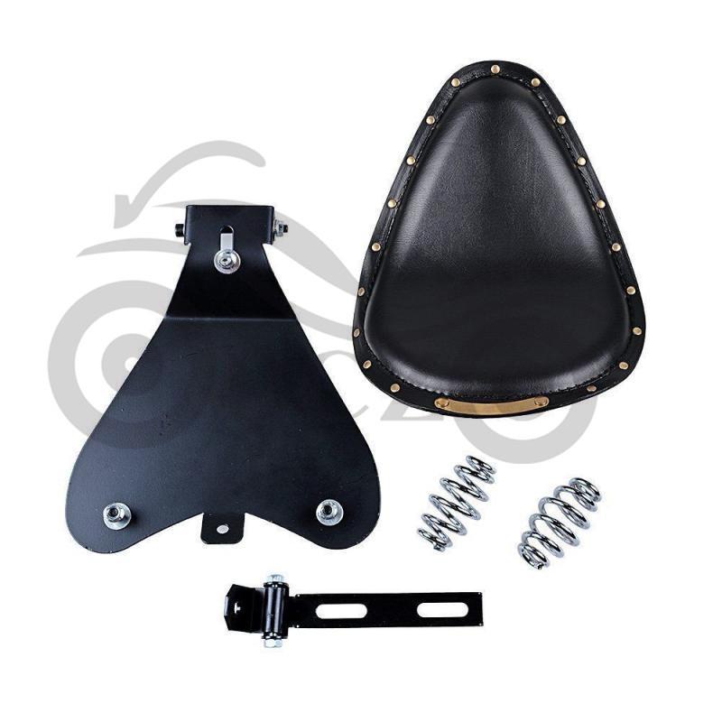 Harley Motorcycle Retro Leather Seat with Copper Rivets & Spring Cushion