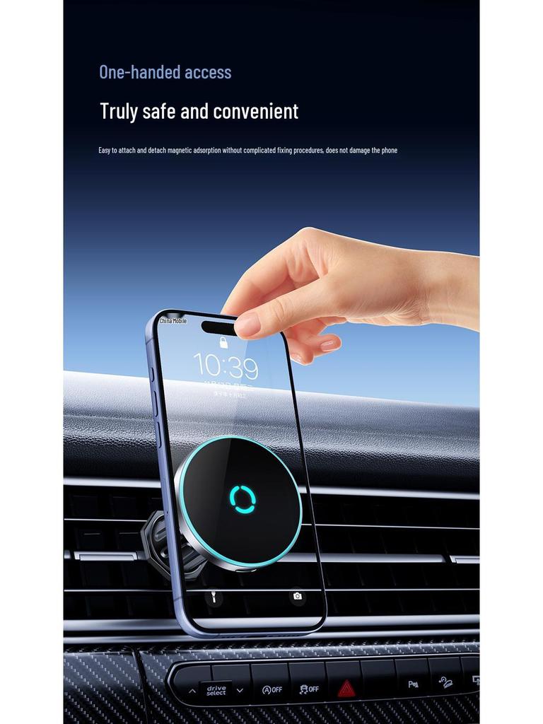 15W Magnetic Wireless Car Charger & Phone Holder for Apple/Android