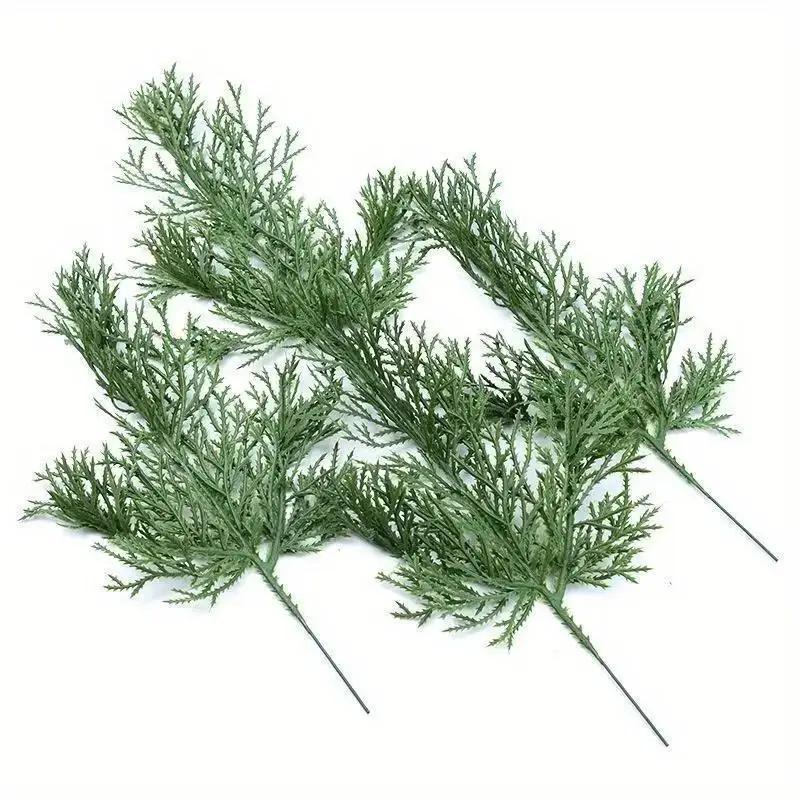 10Pcs 25cm Simulated Pine Branches Christmas Tree Decorations With Plastic Tree Branch Garlands Green Pine Branch Decorations