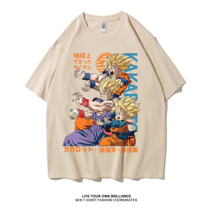 Dragon Ball Tshirt Mens Pure Cotton Casual  Round Neck Tshirt Short Sleeve Clothing Summer Sports Casual Short Sleeve Top