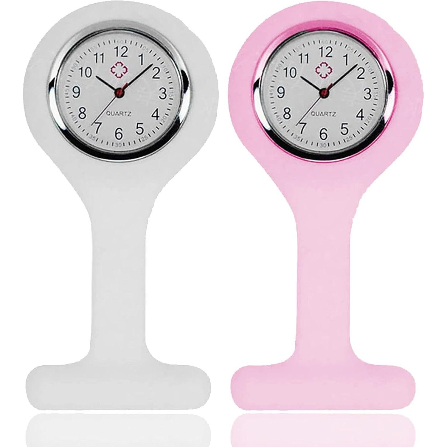 

2 Pcs Nurses Watch,Pocket Clock with Pin Fob Watch Easy to Carry Fob Watches for Health Care,Doctor,Paramedic A