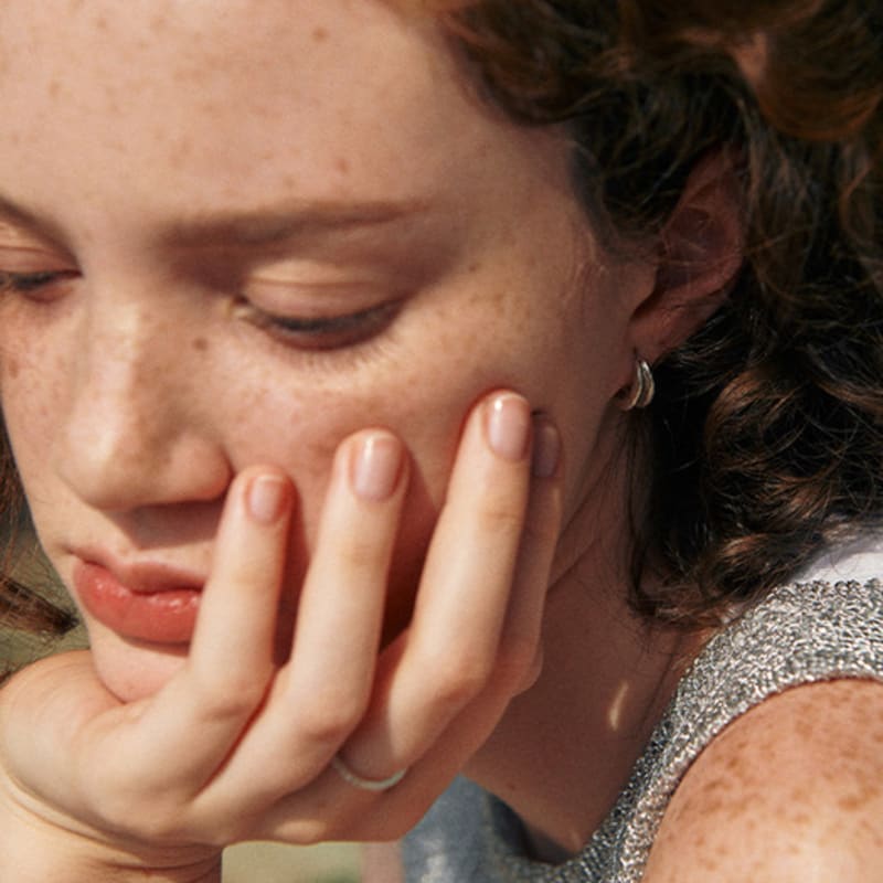 Green [925 Silver] Two.silver.194 / Thick Link Earring