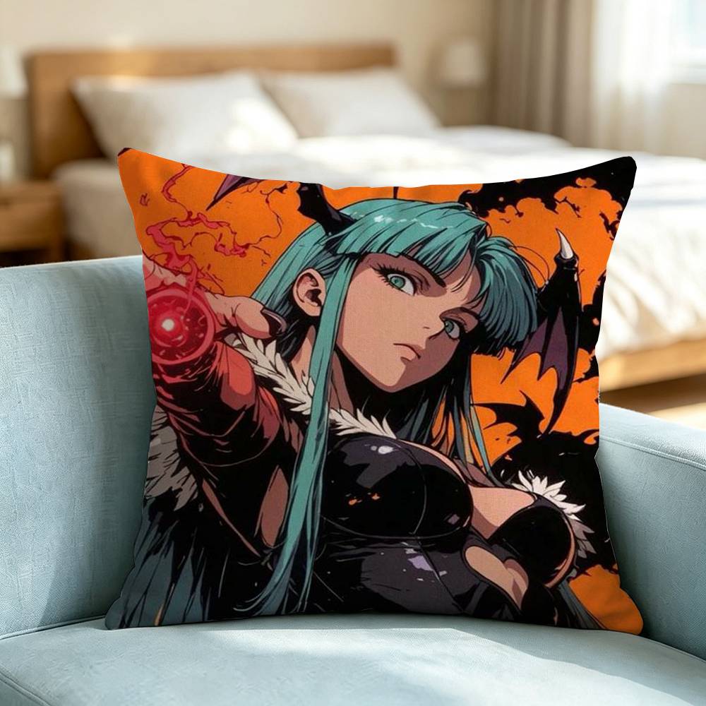 Darkstalkers Morrigan-N Aensland Pillow Case Square Double-Sided Sofa Cushion Cover Bedroom Bedside Pillow Gift