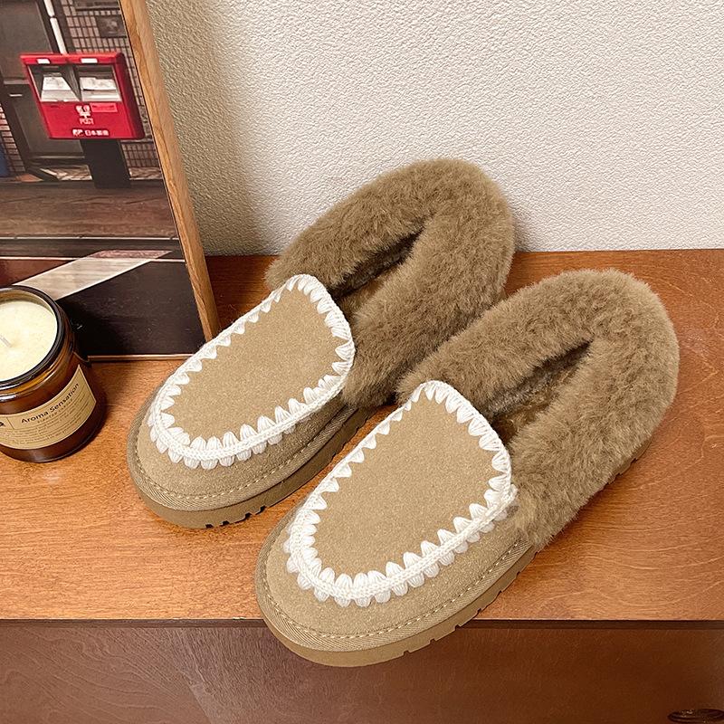 Women's Large Size Soft Sole Heightening Winter Warm Fur One Anti-slip Snow Boots Plush Lined Ankle Boots Outdoor Sports Cotton Boots