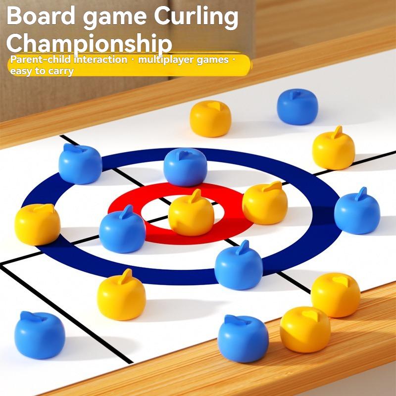 New Family Fun Board Games For Kids & Adults: Tabletop Curling Game With 8-16 Rollers & Shuffleboard Pucks Toys