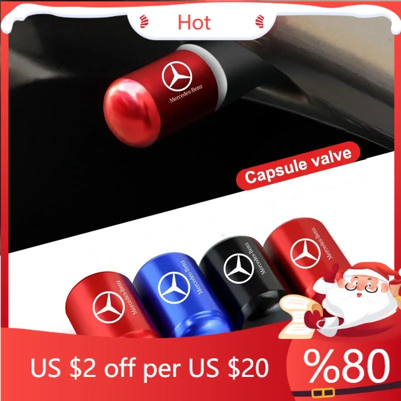 TORRG1 2025 New 4Pcs Car Wheel Tire Valve Caps Dust Covers Accessories For Mercedes Benz AMG W204 W205 W203 W211 W212 W213 W201 W210 W1