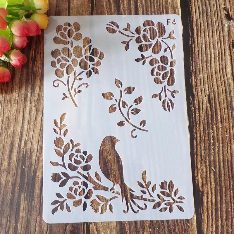 Plantillas de capas de hojas para bricolaje, pintura de pared, álbum de recortes, coloración, relieve, álbum, plantilla de tarjeta decorativa