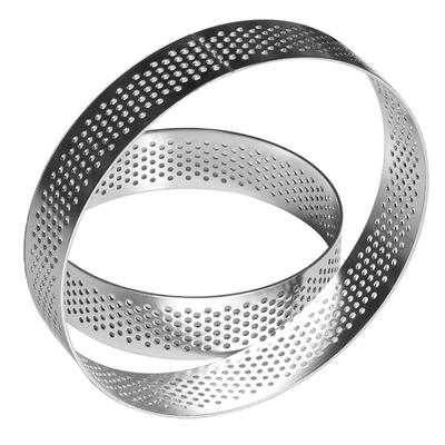 5 Pezzi Anelli per Torta Rotondi in Acciaio Inossidabile Stampini Perforati Resistenti al Calore Stampo Fai-da-te per Mousse Torta alla Frutta Crostatina Ciambella Utensili da Cucina