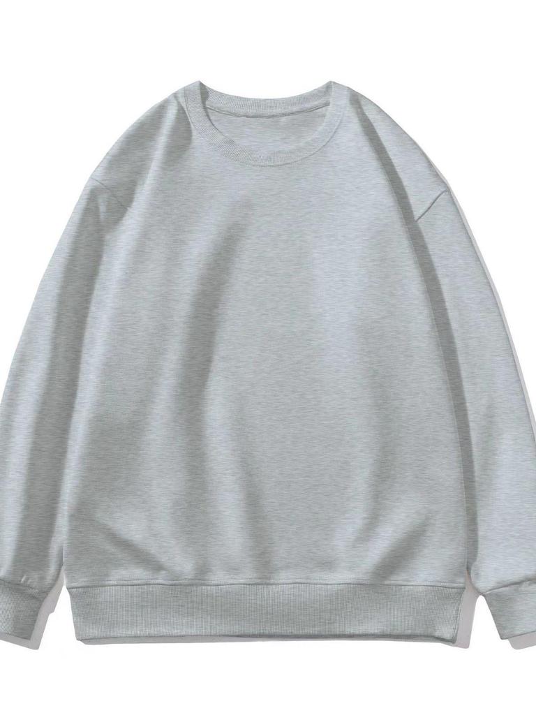 Sudadera con capucha de color liso, forrada de forro polar antipelusas, para Otoño/Invierno 2023, para Hombre y Mujer - Holgada, Cuello Redondo