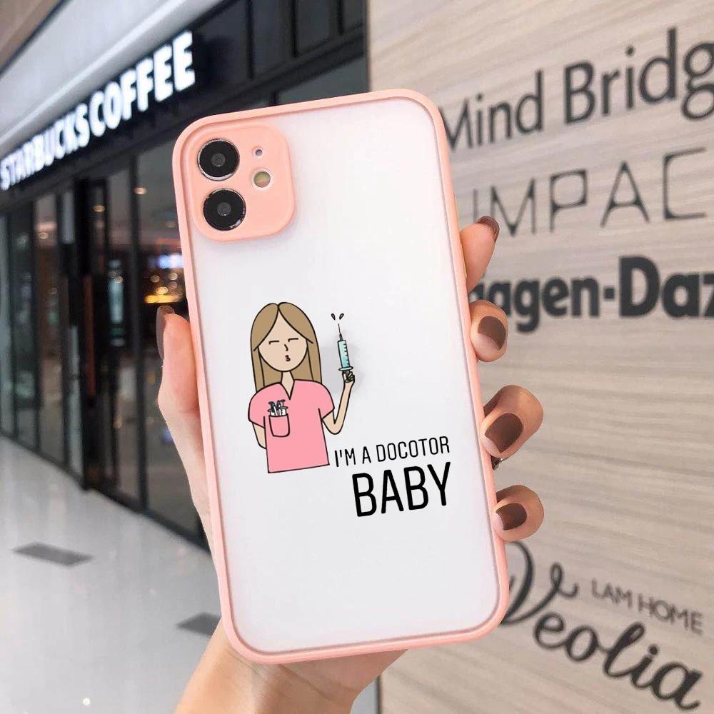 Cartoon Medicine Doctor Nurse Phone Case for IPhone 13 11 14 15 Pro 12 Mini XS MAX XR SE2 7 8 Plus Shockproof Cover Clear Fundas