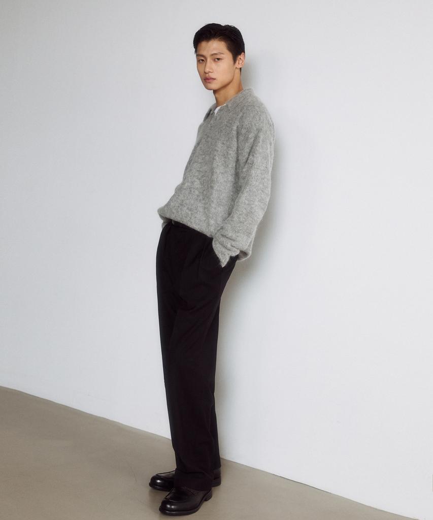 DUSTYWHITE Gray Alpaca Knit Polo Shirt
