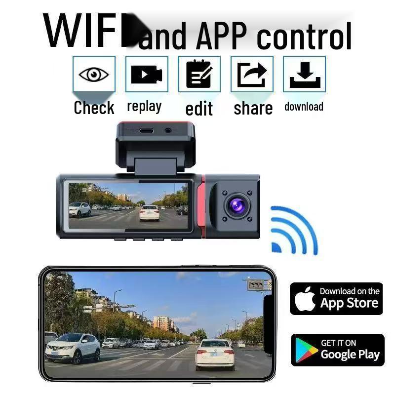 4K Triple-Lens Dash Cam with Night Vision & Built-in GPS