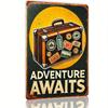 Vintage Retro Metal Sign 8x12 Inch, Adventure Awaits Tin Wall Decor for Home Kitchen Bar Garage Man Cave