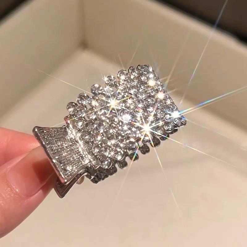 

Новая мода горный хрусталь заколка для волос коготь для женщин металлический маленький хвостик крабы толстые шпильки французский головной убор аксессуары для волос снег