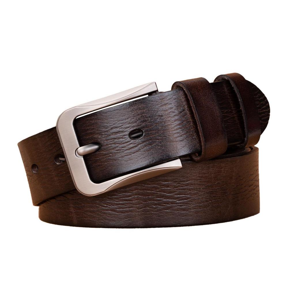 Men's Retro Vegetable-Tanned Leather Belt - Genuine Cowhide, Handmade, Casual Versatile Style