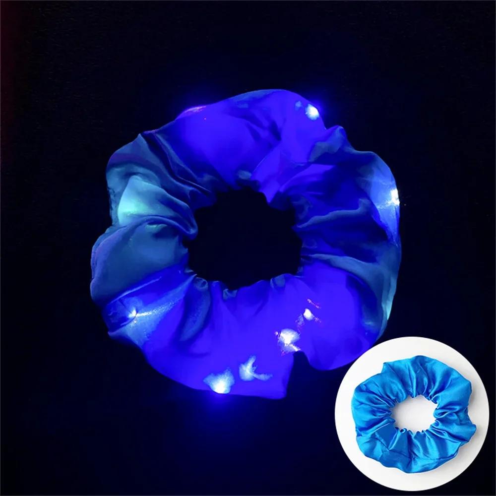 LED Luminous Hair Rope Girls Light Up Elastic Ponytail Scrunchies Glow In The Dark Headwear Party Hair Band Hair Accessories