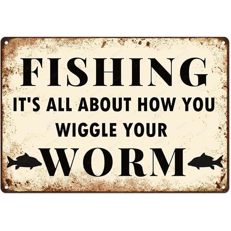 Funny Fishing Signs Life Is Better At The Lake Vintage Metal Fish Painting Art Printing Poster Wall Decor for Home Kitchen Bar Cafe Pub 12x8 Inch