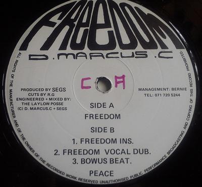 12-Zoll Schallplatte D. MARCUS C. Freedom DMC1 Nicht auf dem Label 1990 UK Rap HipHopRB Gebraucht